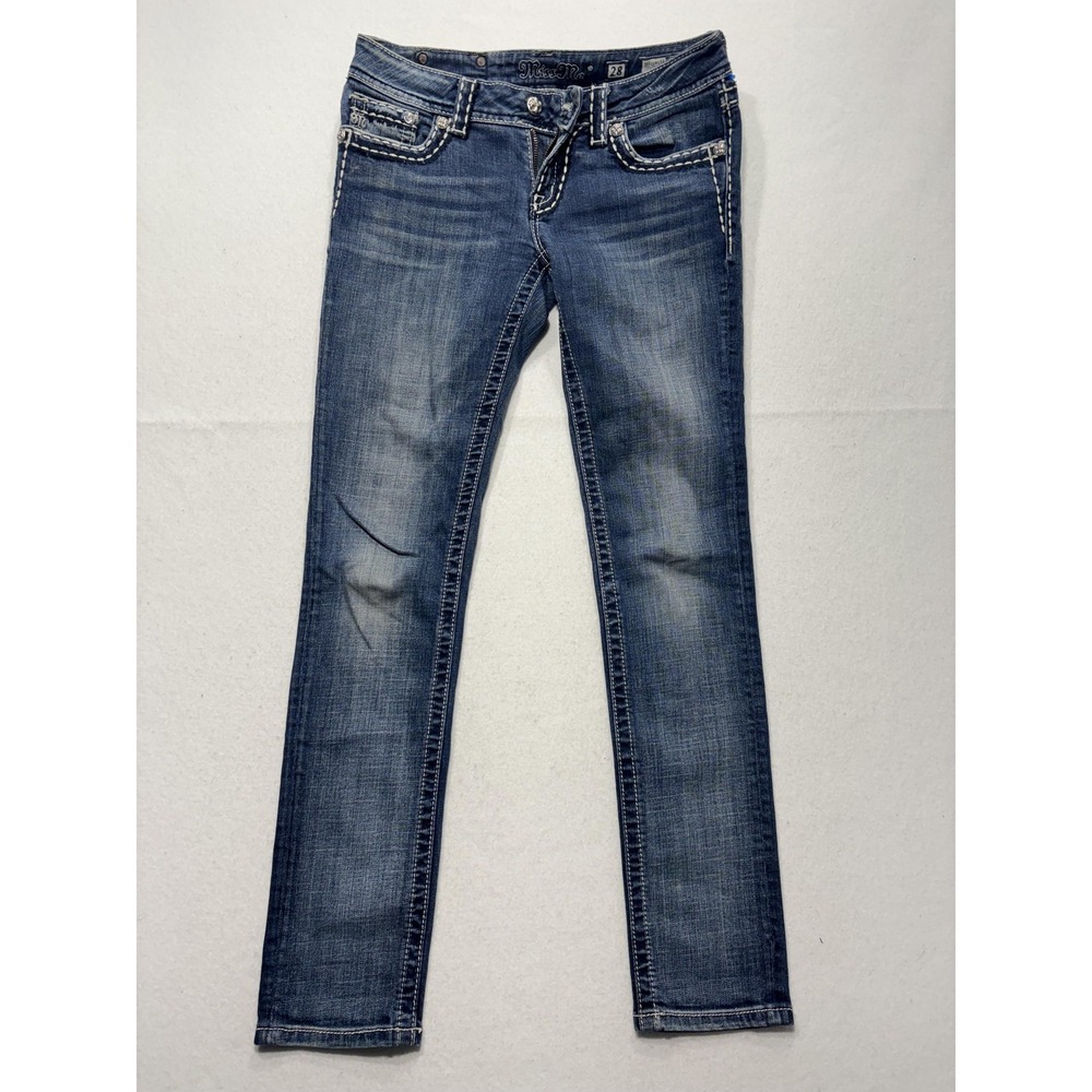 Miss Me Womens 28 Low Rise Skinny Jeans Medium Wash Embellished J55014533